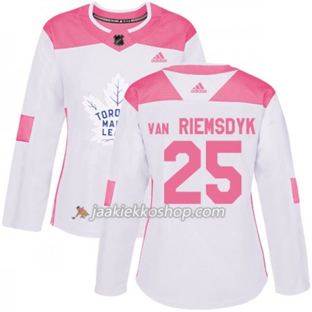 Nainen NHL Toronto Maple Leafs Pelipaita James Van Riemsdyk 25 Adidas 2017-2018 Valkoinen Vaaleanpunainen Fashion Authentic